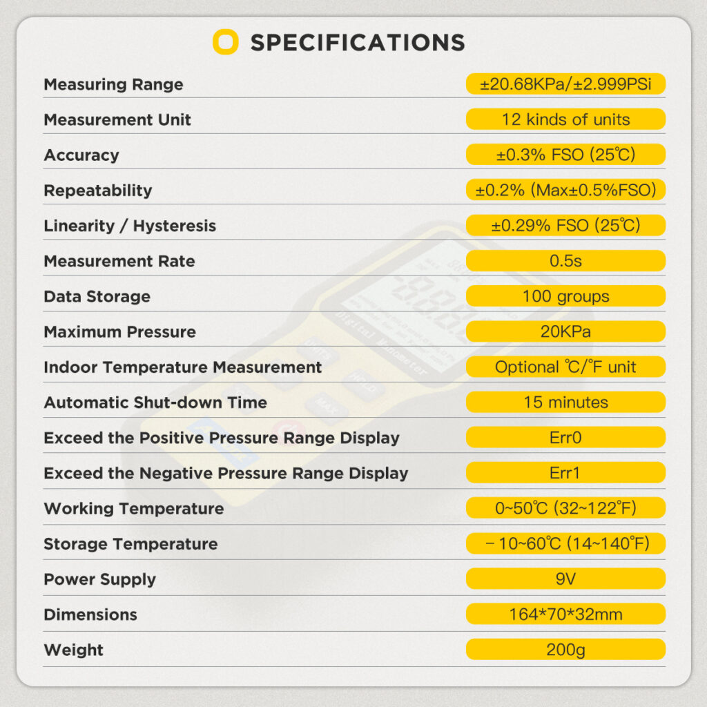 AUTOOL Digital Differential Manometer